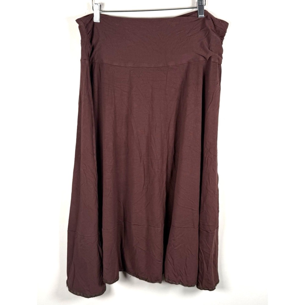 For The Republic Vintage  Midi Skirt Sz XL Brown Lagenlook Earthy Neutral‎